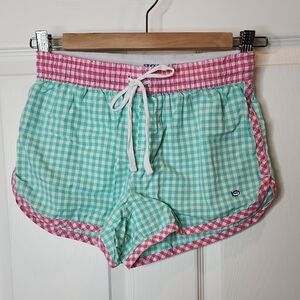 Southern Tide Aqua Pink & White Gingham Shorts, Women's Size XXS